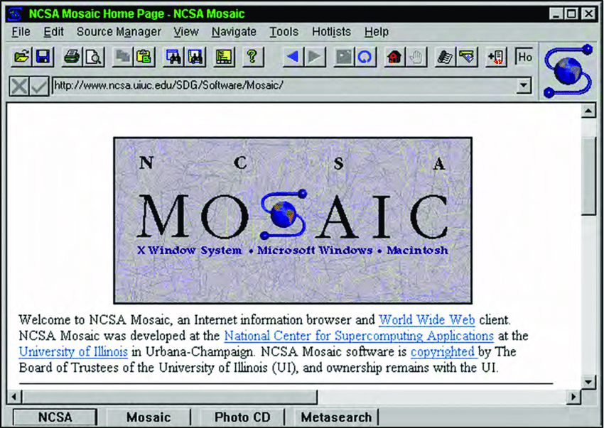 Bild på webbläsaren Mosaic