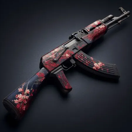 AK-47 bloody lotus laying on ground