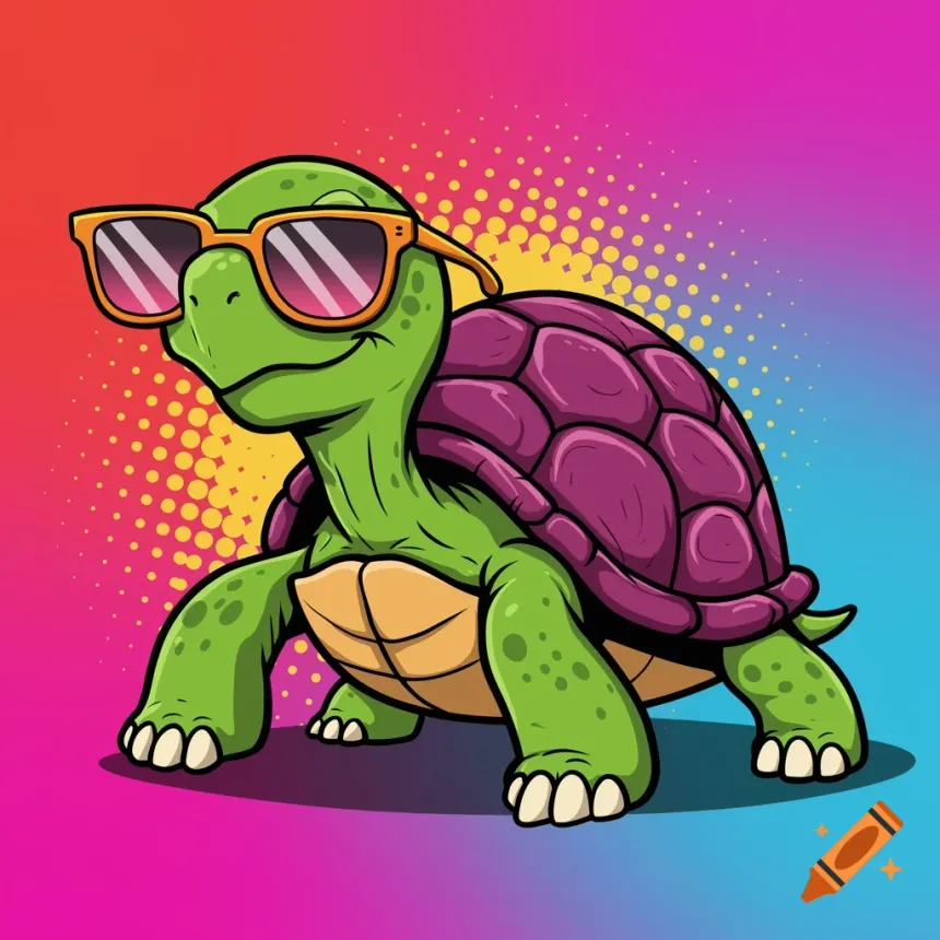 Ritad sköldpadda med solglasögon